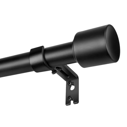 Matte Black Curtain Rod Itself is 30-144 inch 1 Pack, Fit 30 to 142, 66 to 120 inch Windows with 1 Inch Diameter Heavy Duty Adjustable Telescopic Rod, 1 Inch Diameter Splicing Extra Long