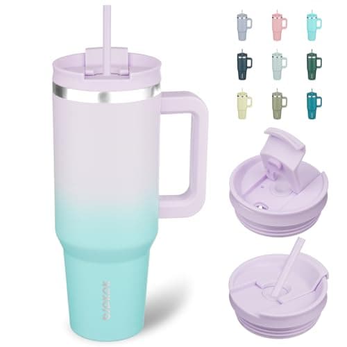 BJPKPK Tumbler With Handle 40 ...r Or Ice Coffee,Lavender Green