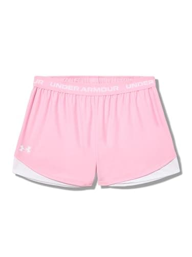 Under Armour Girls' Tech Play Up Shorts, (650) Pink/White/White, Medium