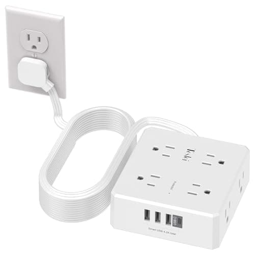 20' Tcstei 8-Outlet & 4-USB Power Strip Surge Protector w/ 3-Sided Design & Flat Plug (White) $12.99 + Free Shipping w/ Prime or on $35+
