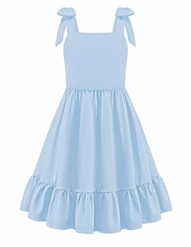 Arshiner Girl's Summer Dress Bowknot Strap Blue Easter Beach Holiday A Line Casual Sundress