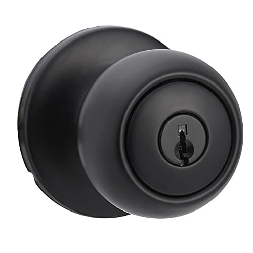 $12.00: Amazon Basics Exterior Door Knob With Lock, Coastal, Matte Black