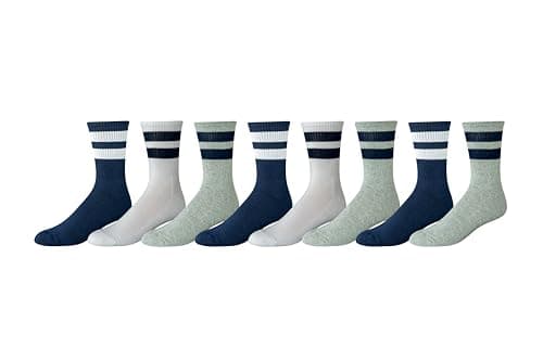 8-Pair Amazon Essentials Men's Cushioned Retro Strip Crew Socks (Size 13-15) $4.70