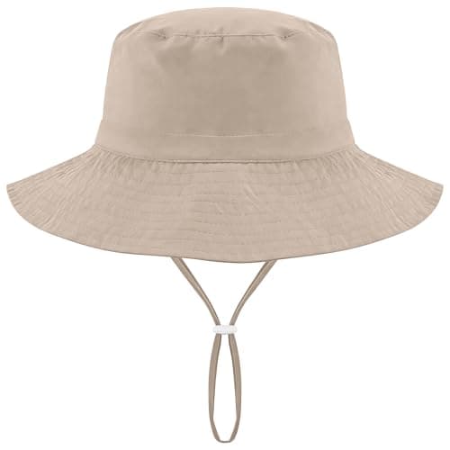 Doitory Sun Hat for Kids,Bucket Hats Boys Girls,Summer Beach Fishing Safari Hat,with UPF 50+ Sun Protective Outdoor Khaki