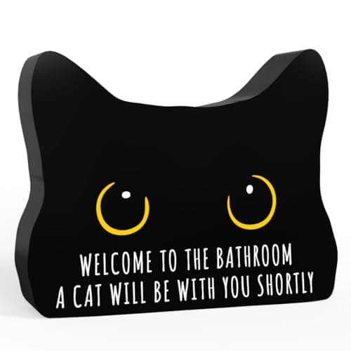 Black Cat Decor Cat Bathroom Decor Welcome to the Bathroom a Cat Will be With you Shortly Funny Acrylic Decors Sign for Home Bathrooms Cats Lover Gifts
