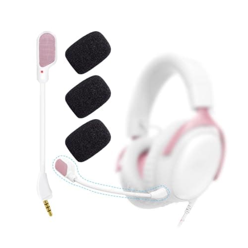 Klowcok Mic Replacement for Kingston HyperX Cloud III/Cloud 3 Wired Gaming Headset, Detachable Noise Cancelling with Mute LED Indicator, Microphone with Foam Covers (White)