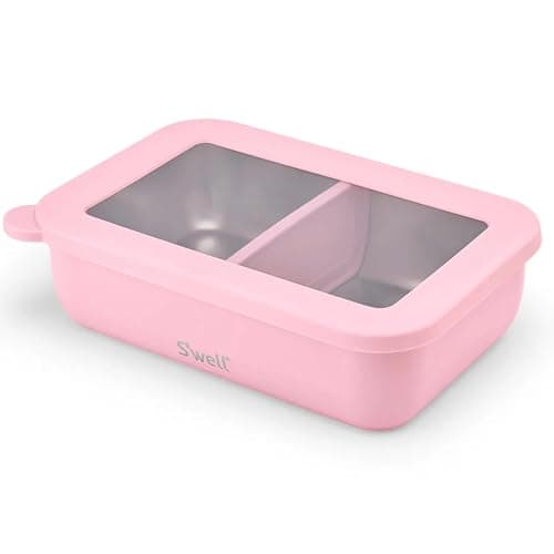 S'well Stainless Steel Bento Box, Peony, Fits One Large Entree Or Small Entree And Snack, Includes Removable Divider, Leakproof, Easy to Clean, Dishwasher Safe