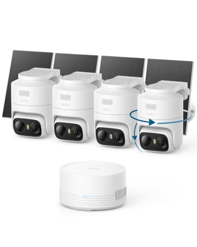 eufy Security eufyCam C37 4-Cam Kit, 360° Pan and Tilt Auto Tracking, Security Cameras Wireless Outdoor, 2K Solar Powered, Human/Vehicle/Pet/Face AI Detection, No Monthly Fee, Built-in Local Storage