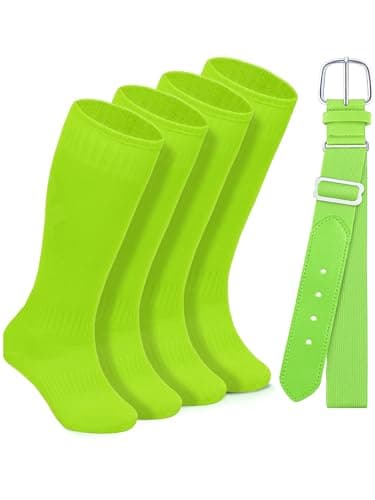 Gnodio Toddler Baseball Socks and Belt Combo Set Cotton Youth Baseball Softball Socks Adjustable Belt for Boys Girls