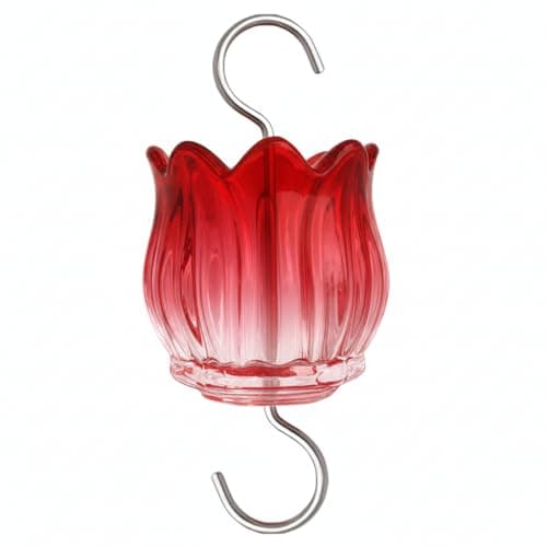 Glass Ant Moat for Hummingbird Feeder - 3 OZ Gradient Red Tulip Insect Guard with Large Capacity