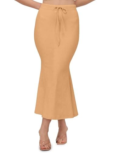 Mehrang Saree Shapewear Petticoat For Women, Cotton Blended,Petticoat,Skirts For Women,Shape Wear Dress For Saree XXX-Large Gold