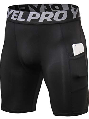 Yuerlian Compression Shorts Men with Pocket Spandex Sport Shorts Athletic Workout Running Performance Baselayer Underwear 1 Packs