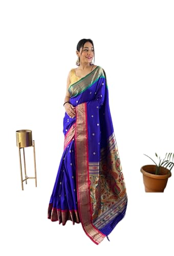 Rang Priya Paithani Big Border Woven Saree with Unstitched Blouse (Violet)