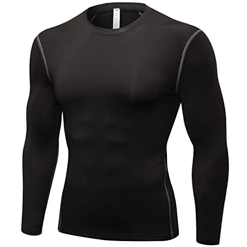 SPVISE Black Compression Shirt Men, Long Sleeve Athletic Compression Tops Dry Workout T-Shirt Sports Base Layer Undershirt
