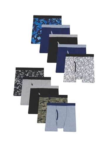 Hanes boys Comfortsoft Waistband Multiple Packs Available (Assorted/Colors May Vary) Boxer Briefs, 10 Pack - Assorted Prints & Solids, X-Large US