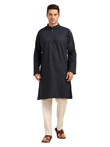 ITOS365 Men’s Cotton Kurta Pajama Set for Men | Ethnic Wear & Yoga Meditation Outfit | Festive, Casual & Daily Wear | Navy Blue XL