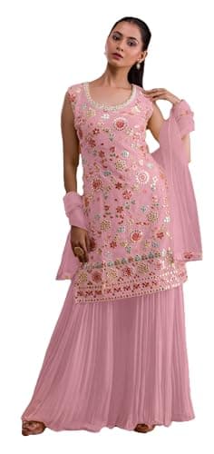 STELLACOUTURE indian ready to wear salwar kameez Eid Festival wedding party plus size Sharara suit party for women 2800-O (US, Numeric, 50, Regular, Regular, Pink 2)