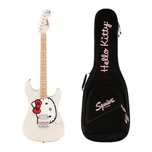 Fender x Hello Kitty Stratocaster Electric Guitar and Deluxe Hello Kitty Gig Bag, White $419.99 @Amazon