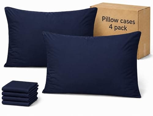 ZPECC Navy Pillow Cases King Size Set of 4, 20x36 Envelope Closure Pillowcases, Soft Plain Brushed Microfiber Covers Hypoallergenic Breathable