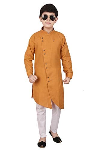 Pro-Ethic Style Developer Boy's Indian Kurta For Boys | Kids Ethnic Wear | Pack Of 1 (S-109) (Mustard, 8-9 Years)
