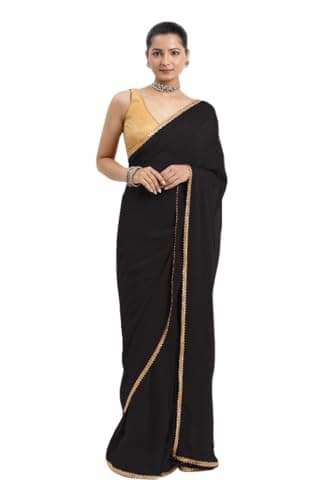Chandrakala 1-Minute Ready To Wear saree for Women's Pre-Stitched Drape, Black (1445BLA)