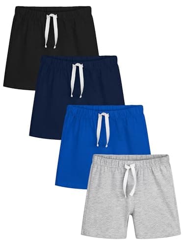 Resinta 4 Pack Baby Boys' Cotton Shorts Toddler Boy Soft Casual Pull-On Shorts Elastic Waist Kids Clothes for Summer