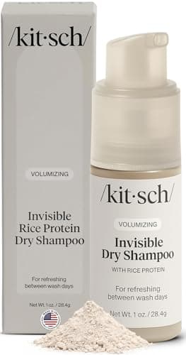 Kitsch Volumizing Rice Protein Dry Shampoo Powder - Dry Shampoo for Women & Men, No White Cast, Absorbs Oil, Non-Greasy, Light-to-medium Hair Colors, Travel Size - Invisible 1oz