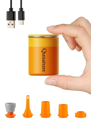 Qunature Portable Air Pump Mini Electric Pump for Inflatables with 1500mAh Battery Camping Light Rechargeable Tiny Inflate Deflate for Air Bed Mattress,Pool Floats,Swimming Ring,Vacuum Storage Bags