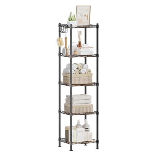SONGMICS 5-Tier Bathroom Shelf...ck and Rustic Brown ULGR023B02