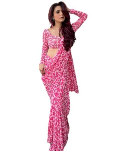 BE4ME.COM Alia Bollywood Party Wear Saree Designer Celebrity Inspired Saree for Women Weddings and Parties (Pink)
