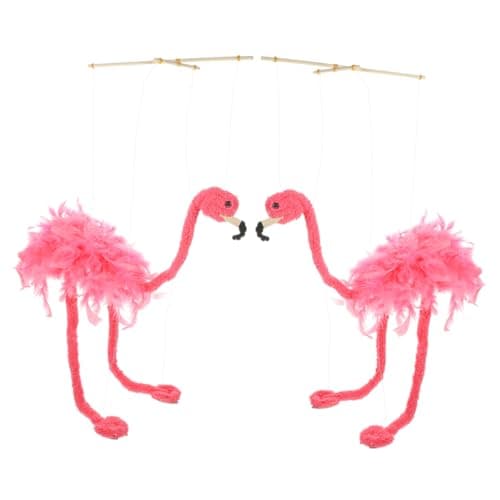 VANZACK 2pcs Interactive Plush Flamingo Marionette Puppet Animal Design for Storytelling and Performance Safe and Convenient Plush Puppet Show Tool