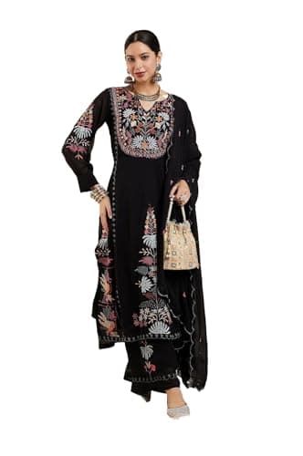 Nitimatta womens embroidered kurti with palazzos & dupatta Indian kurta set salwar suit for women