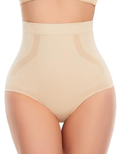 Everyday Shapewear Tummy Control for Women High Waisted Body Shaping Underwear Compression Briefs Seamless Panty Girdle Nude