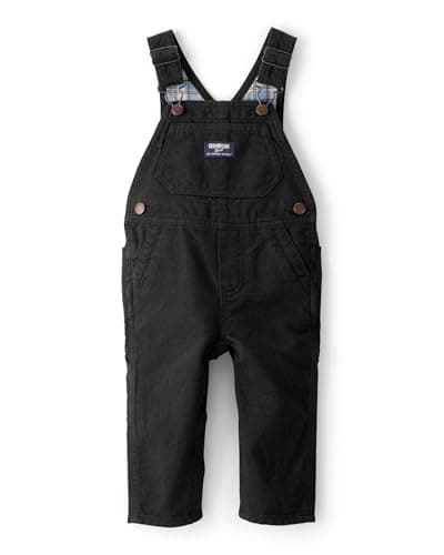 Oshkosh Boys World's Best Overalls, Black Herringbone, 6M