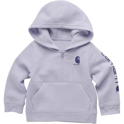 Carhartt Baby & Toddler Girls' Half-Zip Hooded Sweatshirt, Mica, 3 Months