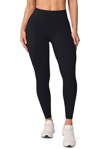 UNISSU Hugluxe No Front Seam High Waisted Yoga Leggings for Women Buttery Soft Comfy Casual Butt Lift Workout Pants - 25'' Black Medium
