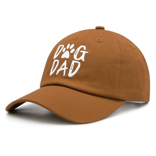 Waldeal Dog Dad Embroidery Adjustable Baseball Cap, Original Classic Low Profile Cotton Hat for Men, Brown