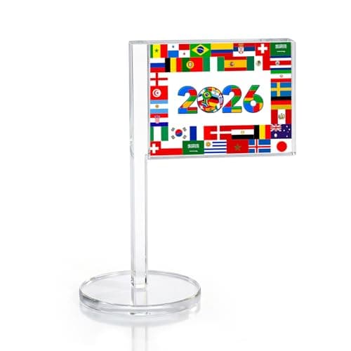 World Soccer Flag Decorations 2026, Soccer Tournament Countries Small Flag Acrylic Sign, International Festival Merchandise Accessories for Desk Table Fan Gathering Events Decor