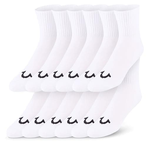 True Religion Mens Socks 12 Pack Mid Crew Socks for Men Premium Athletic, Shoe Size 8-12