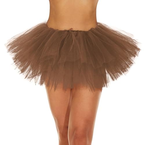 Zando Brown Tutu Women Brown Tutu for Women Adults 5 Layers Elastic Fluffy Tulle Dance Ballet Skirt for Halloween Costume Cosplay Running Party Festival