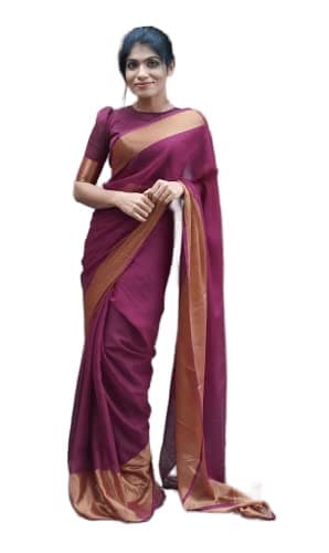 Sidhidata Women's Chiffon Ready To Wear one Minute Saree With Unstitched Blouse Piece (Chiffon Patta Wine_Wine_Free Size)
