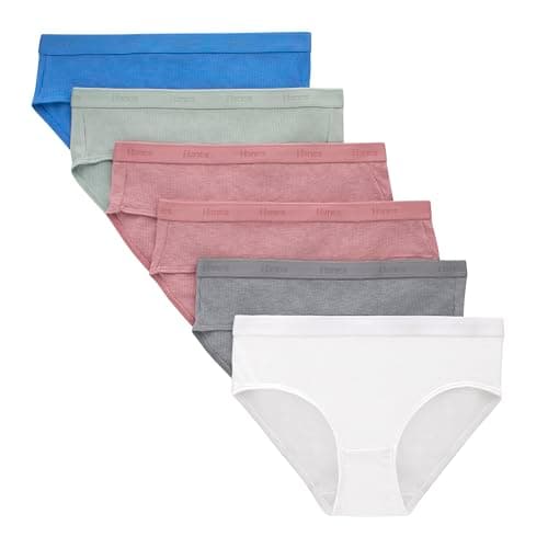 Hanes Girls' Originals SuperSoft Hipster Underwear, Modal Rib Hipster Panties for Girls, 6-Pack