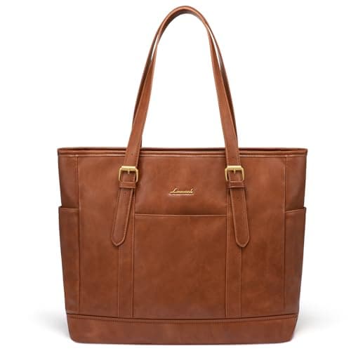 15.6" LOVEVOOK Leather Look Laptop Tote Bag (Retro Brown) $12.49 & More + Free Shipping w/ Prime or on $35+