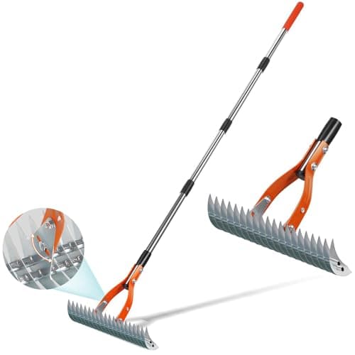 Yofidra 15" Heavy Duty Metal Dethatcher Rake w/ 70’’ Adjustable Manual Thatcher (Orange) $15.59 + Free Shipping w/ Prime or on $35+