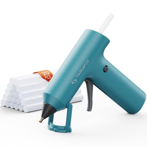 Tilswall Cordless Hot Glue Gun with Rechargeable 2Ah, 20 Glue Sticks