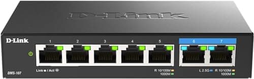 D-Link 7-Port 2.5GB Unmanaged ...s, Plug & Play (DMS-107) Black