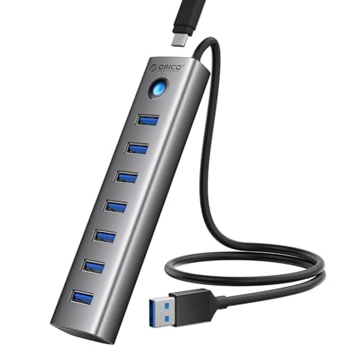 ORICO 7-Port USB 3.0 Hub, Aluminum USB Multiple Adapter, 5Gbps USB Extender USB Splitter with 1.64Ft Cable $9.91