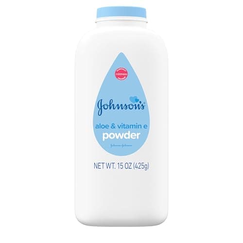 Johnson's Baby Powder with Naturally Derived Cornstarch, Aloe & Vitamin E for Delicate Skin, Hypoallergenic, Free of Parabens, Phthalates & Dyes for Gentle Baby Skin Care, 15 oz