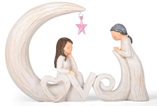 VOFSTAND for Mom from Daughter Son, Mother Daughter Figurine Gift, I Love You to The Moon and Back Statue, Birthday for Mom, Sentimental Home Decor