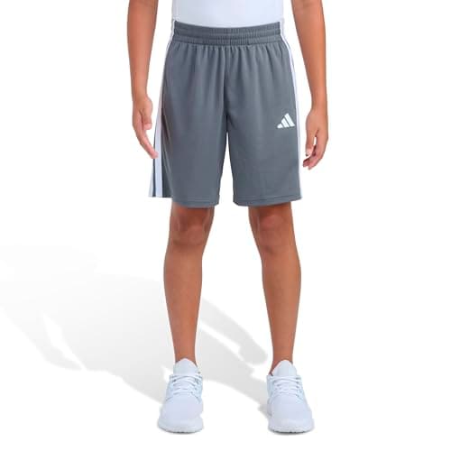 adidas Boys 3 Stripe Short, Dark Grey, L(14/16)